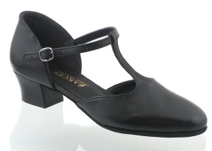 Spanish ballet separate heel black leather