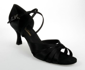 ladies latin x-4 black satin + stability correction