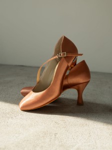 ladies ballroom proficz std-302 flesh satin + rhinestone buckle