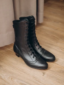 Folk boots women's black leather